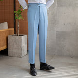 Dolce Elastic Straight Fit Pleated Trousers