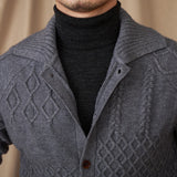 Geometric Wool Blend Long Sleeve Cardigan