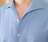Drape Denim One Piece Collar Long Sleeve Shirt