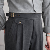 Rochester Pleated Textured Gurkha Trousers