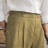 Hamptons Linen Pleated Bermudas