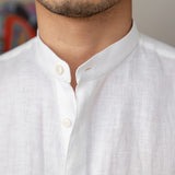 Positano Linen Grandad Collar Shirt