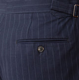 Wall Street Pinstripe Double Pleated Straight Fit Trousers