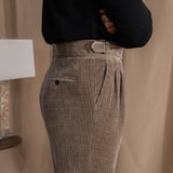 Catania Chenille Ribbed Double Pleated Gurkha Trousers