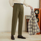 Semplice Cotton Pleated Straight Fit Trousers