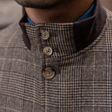 Prince Of Wales Wool Blend Button Up Bomber Jacket