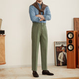 Salamanca Cotton Denim Pleated Trousers