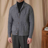Geometric Wool Blend Long Sleeve Cardigan