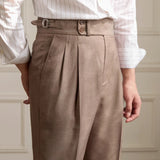 Trieste Straight Fit Double Button Pleated Trousers