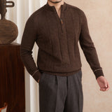 Amsterdam Wool Blend Long Sleeve Half Zip Jumper