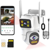 4G Security Camera Outdoor | Dual Lens PTZ with Color Night Vision & 2.5K HD