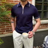 Contrast Yachting Knitted Zipper Polo