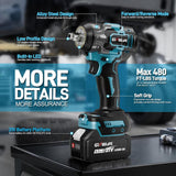 Cordless Impact Wrench 1/2" – 650Nm 2 Batteries & Sockets