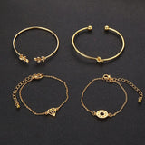 Bohemia Leaf Knot Hand Cuff Link Chain Charm Bracelet
