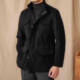 London Herringbone Suede Trim Field Jacket