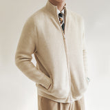 Ribbed Zip-Up Knit Cardigan