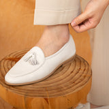 Tassel Pebble Grain Leather Belgian Loafers