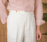 St. Julian Linen Straight Fit Pleated Trousers