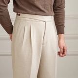 Moneglia Wool Blend Straight Fit Double Pleated Trousers