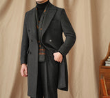Naples Herringbone Wool Blend Double Breasted Coat