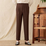 Livorno Seersucker Pleated Straight Fit Trousers