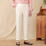 Livorno Seersucker Pleated Straight Fit Trousers