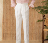 St. Julian Linen Straight Fit Pleated Trousers