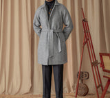 Perugia Belted Herringbone Wool Blend Coat