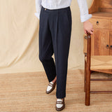 Livorno Seersucker Pleated Straight Fit Trousers