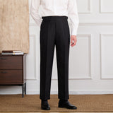 Roma Herringbone Straight Fit High Waisted Trousers