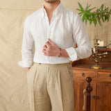 Genoa Linen Point Collar Long Sleeve Shirt