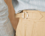 Marbella Cotton Linen Straight Fit Pleated Trousers