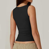 Summer Square-neck Tank Solid Sleeveless Tops