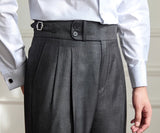 Trieste Straight Fit Double Button Pleated Trousers