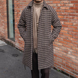 Houndstooth Edinburgh Belted Wool-Blend Coat