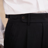 Roma Herringbone Straight Fit High Waisted Trousers
