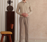 Roma Wool Blend Long Sleeve Polo Shirt