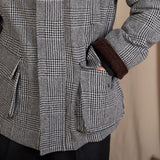 Enzo Prince Of Wales Padded Wool Blend Jacket