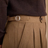 Bern Wool Blend Herringbone High Waisted Trousers