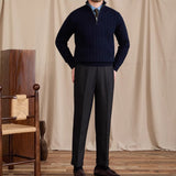 London Pleated Ribbed Half Zip Jumper