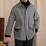 Enzo Prince Of Wales Padded Wool Blend Jacket