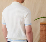 Antibes Ribbed Cotton Blend Short Sleeve Polo Shirt