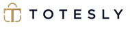 The Totesly brand logo on a solid white background, featuring a stylized gold shopping bag icon next to the wordmark 'TOTESLY' in dark navy blue.