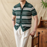 Beaune Cotton Jacquard Knitted Short Sleeve Shirt
