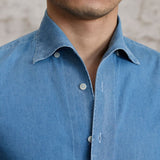 London Cotton Denim Cutaway Long Sleeve Shirt