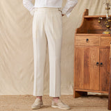 St. Maxime Linen Blend Double Pleated Straight Fit Trousers