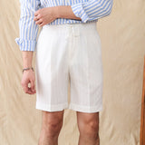 Portofino Striped Seersucker Pleated Bermudas