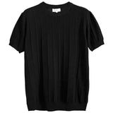 Pleated Stripes Classic Knit T-Shirt