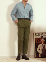 Semplice Cotton Pleated Straight Fit Trousers