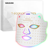 SDKWDH Red Light Therapy Mask for Face Led Face Mask Light Therapy At Home 7 Colors LED Face Mask Light Therapy White